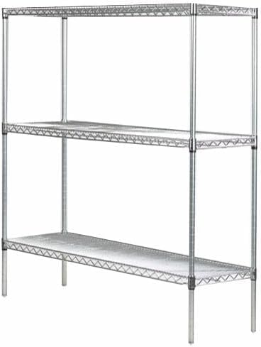 Omega Stainless Steel Shelves, 21" Deep x 36" Wide x 34" High 3 Tier Heavy Duty Wire Shelving Unit for Kitchen Garage Office Restaurant Warehouse 800-lb Per Shelf Weight Capacity
