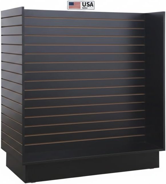 WISDOMFUR H-Unit Slatwall Gondola Display – 4 ft Black Freestanding Retail Fixture for Merchandising, Store Displays & Showrooms