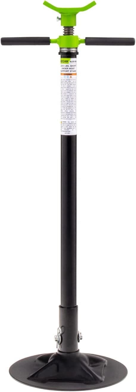 Arcan 1,500 lb Underhoist Support Stand, Short Style, 48–76 Inch Height Range, Self-Locking Screw, Heavy-Duty Base, ALSS15S