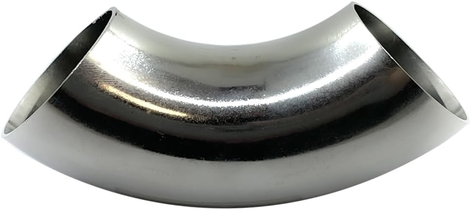 OD 1.25 Inch 90 Degree Stainless Steel Bend Tube Exhaust Elbow Pipe for Car Modified Exhaust System 1.25" Piping Silver Tone，Stair Handrail (1PCS)