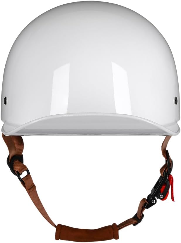 Vintage Retro Open Face Motorcycle Helmet Baseball Cap Half Helmets with pull-down Lens for Men Women Moped Cap Jet Scooter Street Cruiser - DOT Certified (White,XX-Large)
