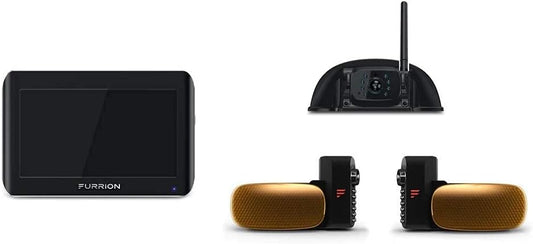Furrion Vision S 3-Camera Wireless RV Backup System with 5-Inch Monitor, 1 Rear Sharkfin, 2 Side Running Light Cameras, Infrared Night Vision, Wide-Angle View, Hi-Res, IP65 Waterproof - FOS05TAEN