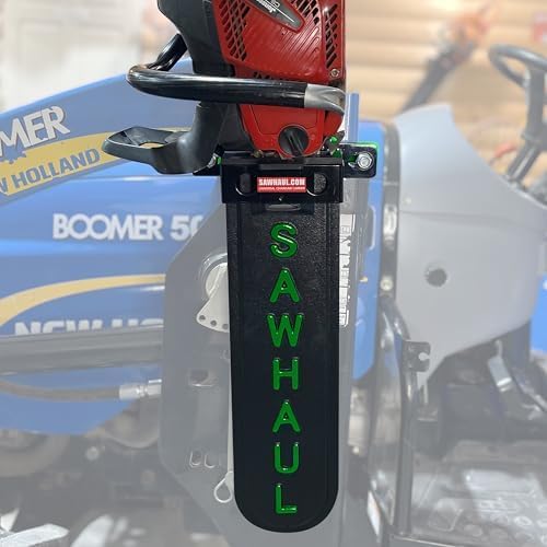 SawHaul Universal Tractor Chainsaw Holder - Made in Kansas USA - Fixed Mount Chainsaw Carrier (20" Green) Compatible w/All Brands