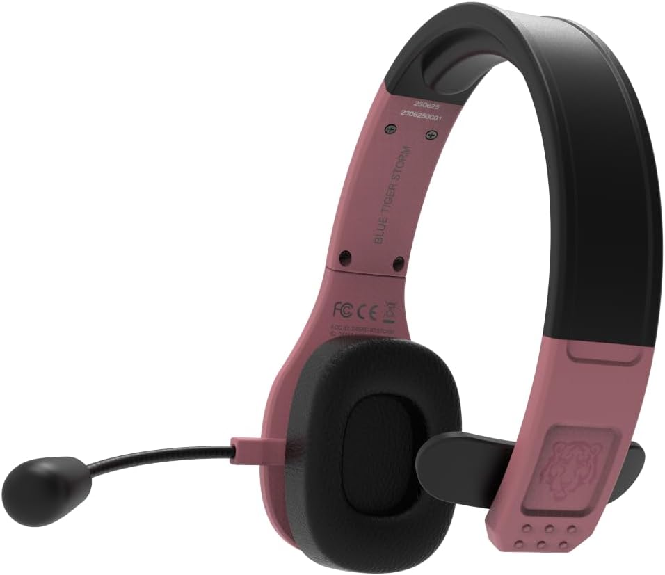 Blue Tiger Storm Rose Gold - Premium Trucker Bluetooth Headset-Wireless Noise Canceling Mono Headset with Mic -High-Fidelity Sound, 30-Hour Talk Time, USB-C Charging - For Truck Drivers, Bluetooth 5.0