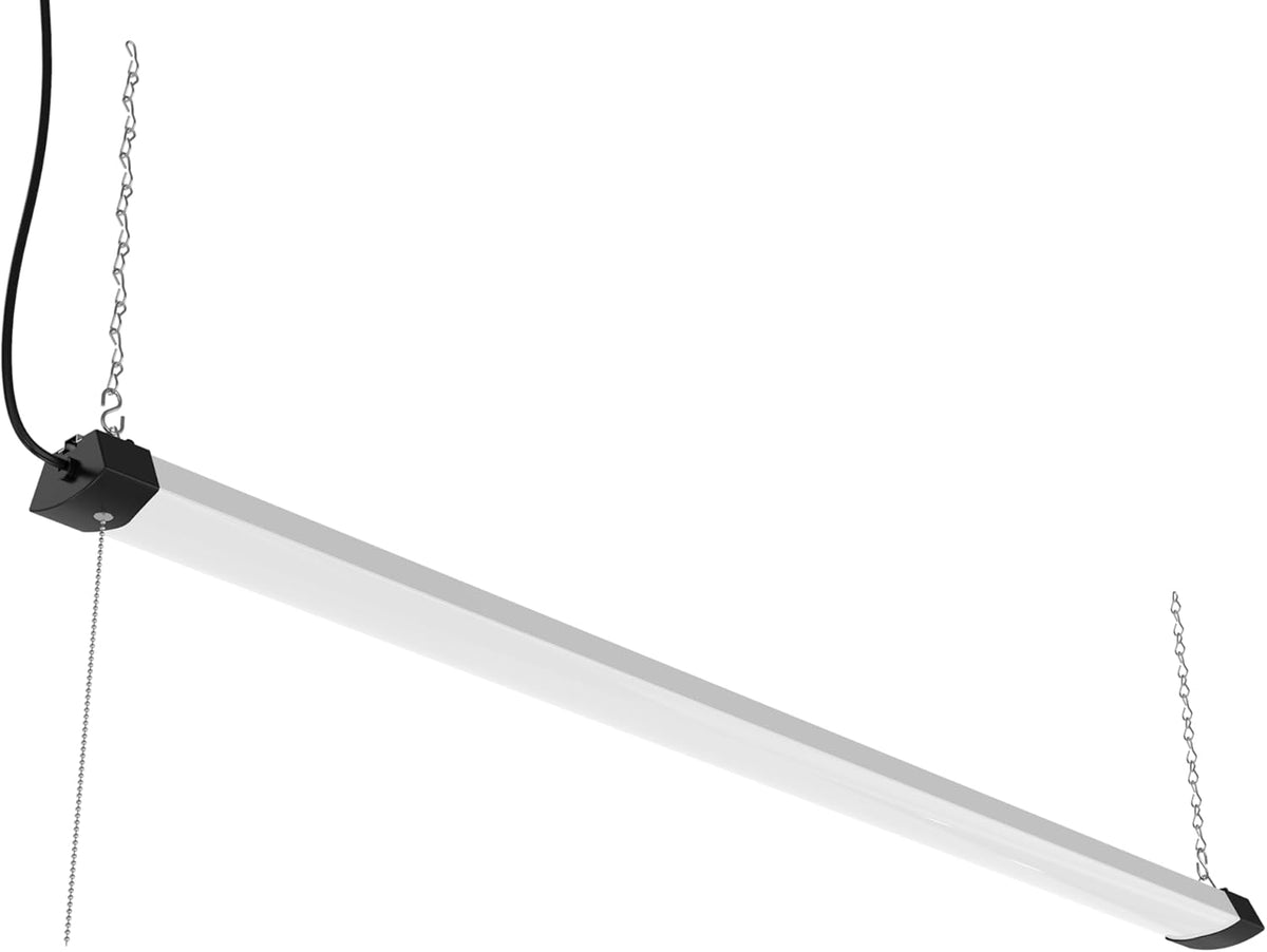 DYMOND 4FT 40W Wraparound LED Shop Light Fixture with Pull Chain Daylight White 5000K for Garage Workshop Basement