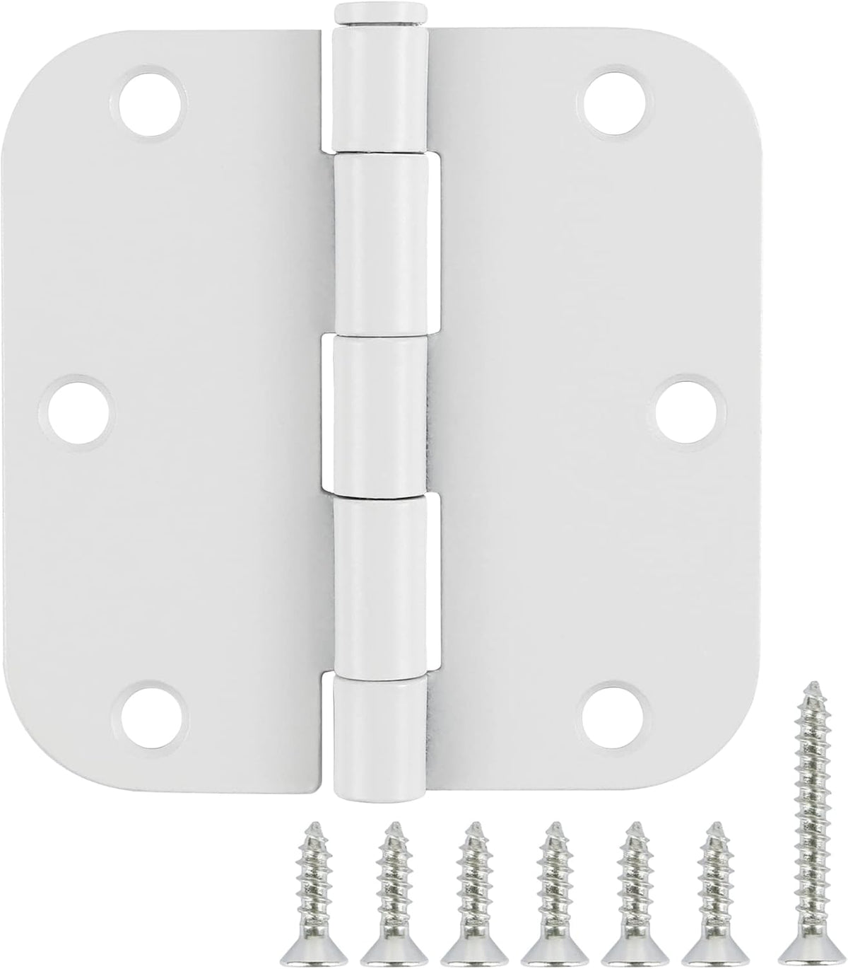 6 Pack 3.5 Inch Door Hinges White Matte Rounded 3 1/2 Inch Noise Free Iron Residential Standard Hinge for Interior Doors,House/Flat/Apartment/Dorm/Loft/Hut/Cottage-TCDHINGES Factory Hardware 3 ½"