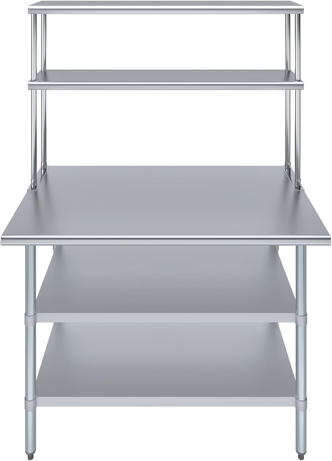 Amgood Stainless Steel Work Table with 2 Shelves | 30" x 48" Table with 2 Shelves + 12" Overshelf