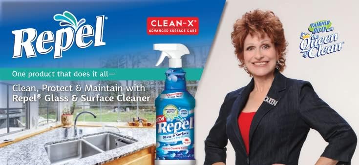 Clean-X REPEL Glass & Surface Cleaner 32 fl. oz. - Cleans & Repels water spots and dirt on glass, mirror, tile and multi surface by UNELKO (3)