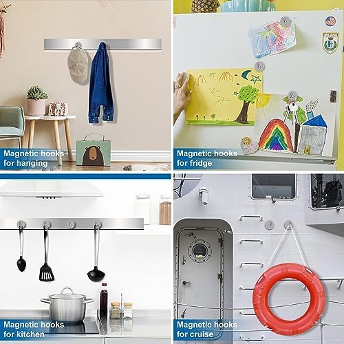 LOVIMAG Magnetic Hooks for Cruise Cabins, 40lbs Magnetic Hooks for Classroom, Strong Magnets with Hook for Hanging, Neodymium Magnet Hook for Fridge, Ceiling, Locker, Camper, Travel-25 Pcs