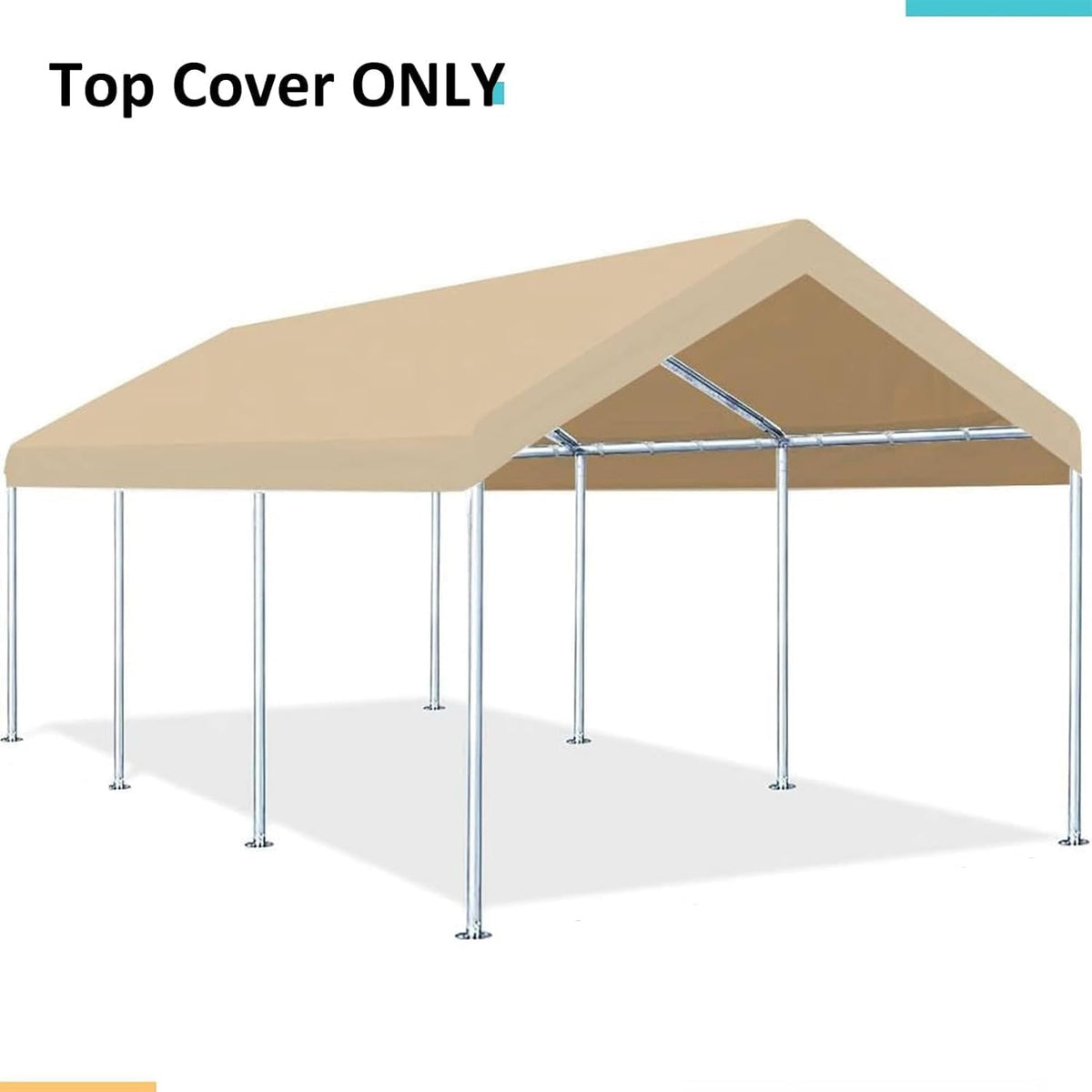 Carport Replacement Canopy Cover for Car Tent Top Garage Shelter Cover Tarp with Ball Bungees (Only Top Cover, Frame Not Include) (Ginger, 12' x 20')