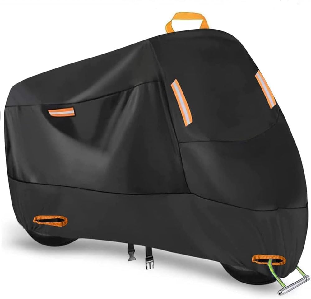 300D Oxford Heavy Duty Motorcycle Cover, Dirt Bike Cover, 86 inch L Compatible Sport Bikes Cruiser - Tear Proof Night Reflective Lock Holes Waterproof Impermeable Outdoor Protect (86 inch)