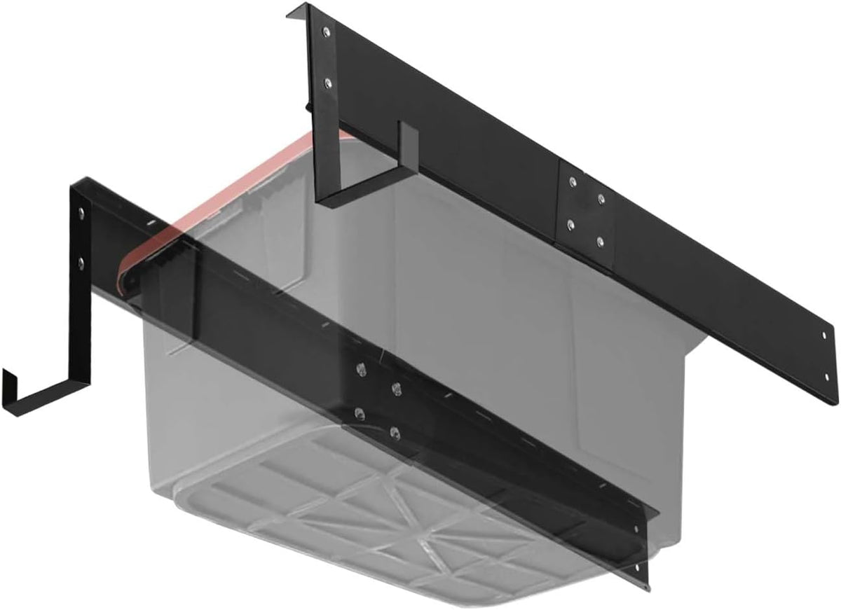 Overhead Garage Storage Rack System – Heavy-Duty Adjustable Ceiling Rails for Totes, Fits Most Storage Bins (8 Sets Hold 4 Bins Each)