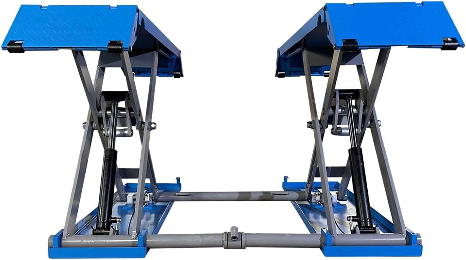 M&E 7700lbs Mid Rise Scissor Lift Pneumatic Release Auto Lift Car Lift 220V Mid-Rise Auto Lift Home Garage Lift