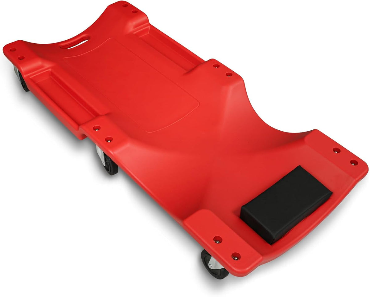 Magshion Automotive Creeper Under Car Roller, 40 Inch Low Profile Creepers with Padded Headrest and Tool Tray, 330 lbs Capacity Portable Floor Creeper for Home Garage Automotive Shop (Red)