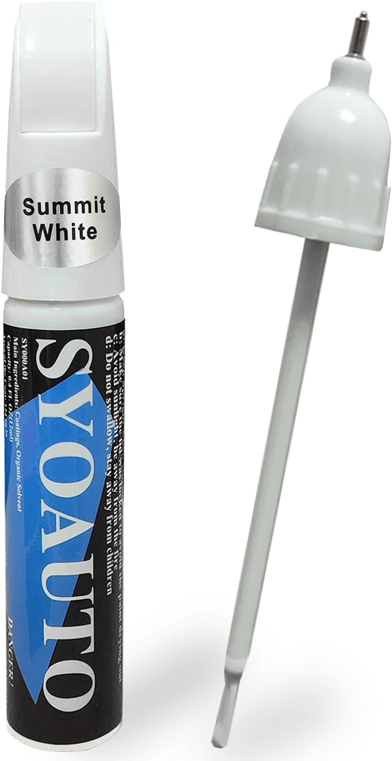 SYOAUTO Summit White GAZ Touch Up Paint Fit for Chevrolet or GMC Auto Touch up Paint Car Scratch Repair Pen Brush and Tip 2 in 1 (Summit White GAZ)