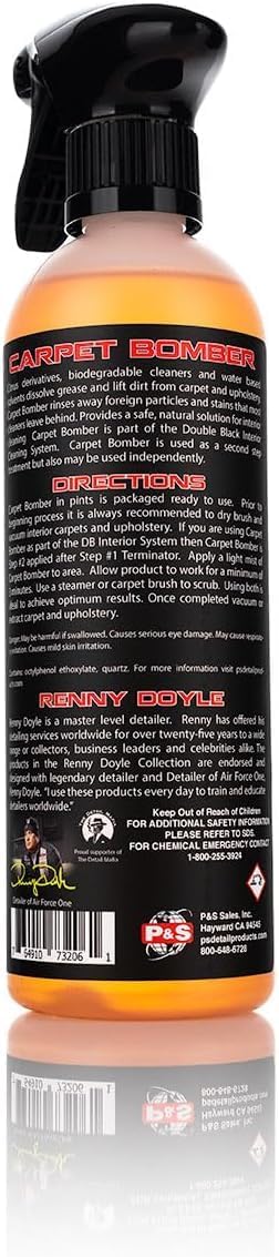 P & S PROFESSIONAL DETAIL PRODUCTS Carpet Bomber – Professional Upholstery Cleaner, Citrus-Based Formula, Removes Grease, Dirt & Odors, Highly Dilutable, Safe for Engines & Wheel Wells - 16 oz