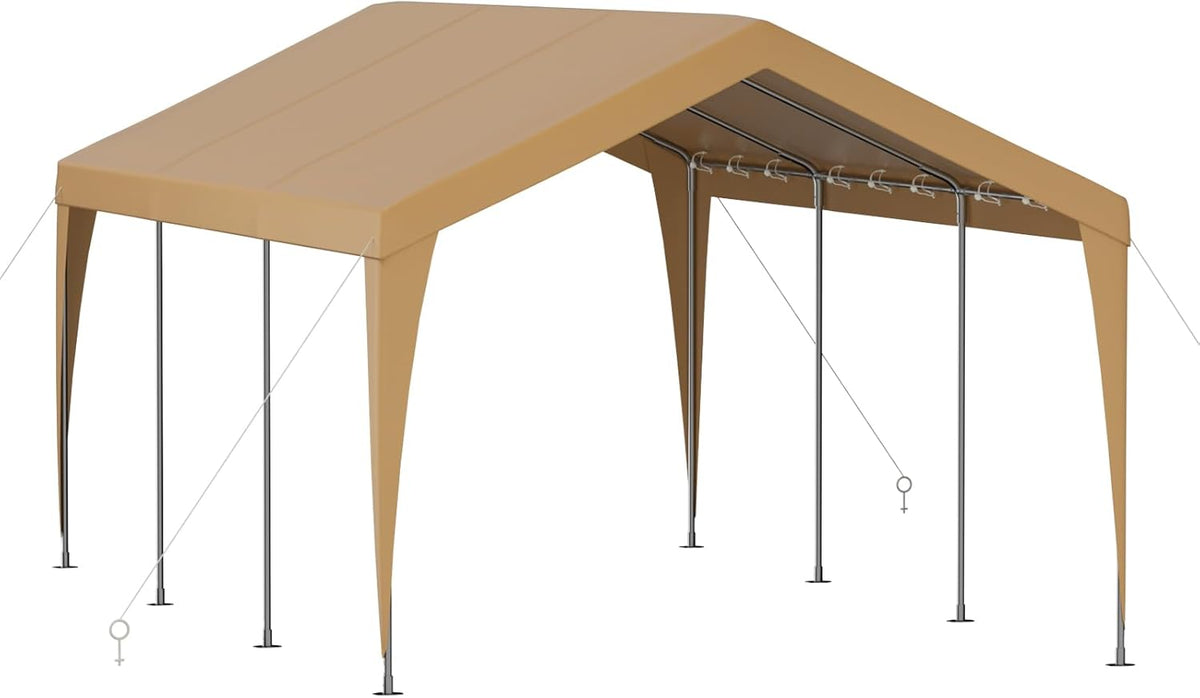 Carport 12x20 Heavy Duty Portable Garage,Galvanized Frame Carport Canopy,Portable Garages and Shelters with 8 Leg&4 Wind Rope,Car Tent Garage with All-Season Tarp for Truck Boat,Without Sidewall