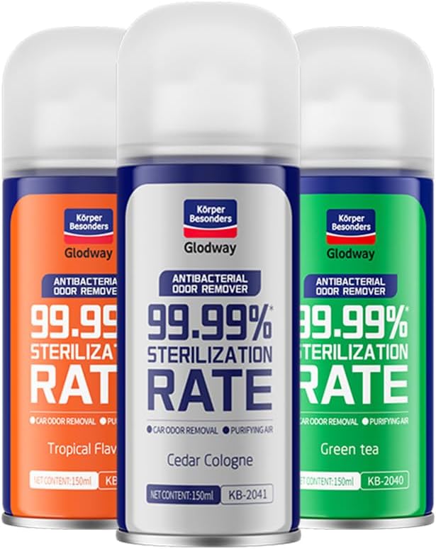 Glodway Whole Car Air Refresher,Odor Eliminator Remover Spray For Car,Three Kinds Scents Freshener With Odour Eliminator Technology,Long-Lasting Scent,6 Ounce(Pack of 3)