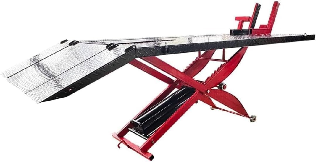 Motorcycle Lift ATV 1000 lbs Pedal Side Extension Motorcycle Lift Table for Home Garage and Shop KT-Moto 100LT