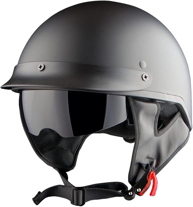1Storm Motorcycle Half Face Helmet Mopeds Scooter Pilot with Retractable Inner Smoked Visor