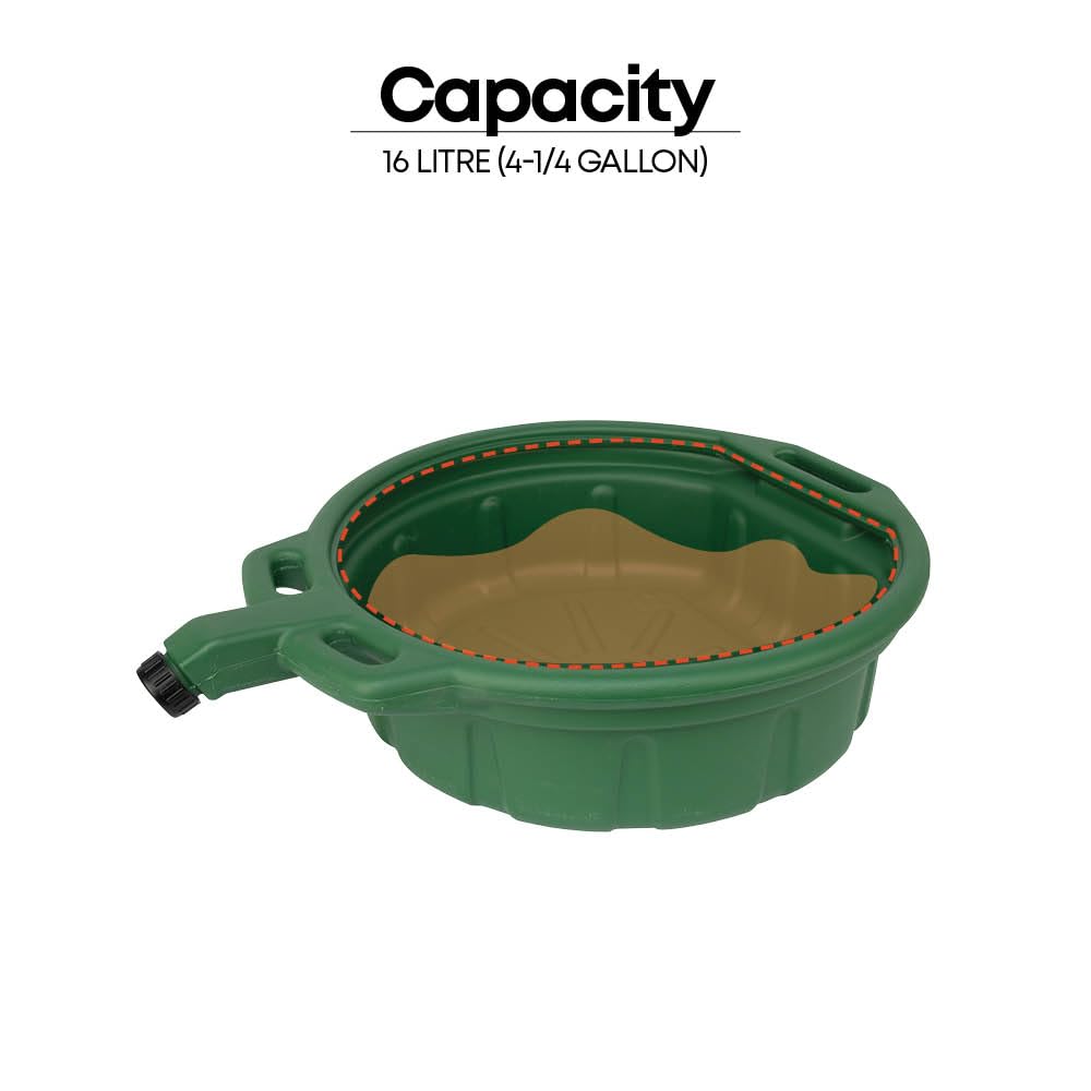 Groz 41961 4.25 Gallon Antifreeze Drain Pan - with Spout Cap, Durable HDPE Construction, Spill-Proof Design for Auto Shops and Garages, Green Color, Pack of 2