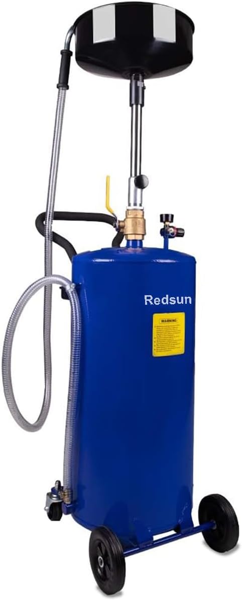 redsun 20 Gallon Waste Oil Drain Tank, Air Operated Oil Drainer Container with Adjustable Funnel Height, Portable Fluid Drain Disposal with Wheels for Auto Repair Shops, Garages (Blue)