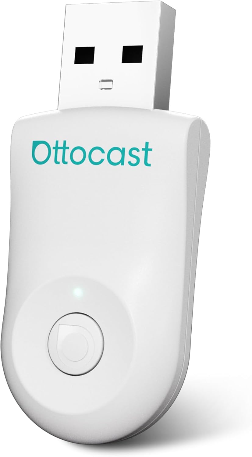 OTTOCAST Wireless Carplay Adapter 2025 for Apple iPhone, Convert Wired to Wireless Car Play for Older Cars Mini USB Design Plug & Play, Multi-User Seamless Connection for iOS 10+/ Android Auto (White)