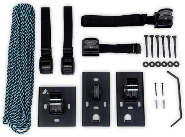 Teal Triangle Ceiling Storage Hoist for Cargo Box - Heavy Duty Garage Storage Lift - Garage Pulley Lift System Holds 150 lbs and Fits 8-10 ft Tall Garage Ceilings