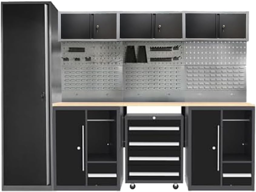 JZD Heavy Duty Metal Garage Shop Tool Storage Cabinet System, No Wall Mounting Needed, for Utility Room Pantry