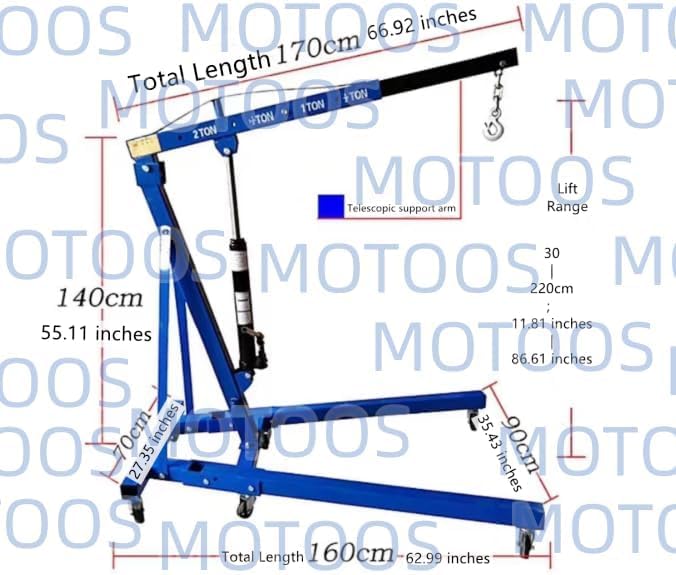 Engine Hoist 2 TON Folding Hydraulic Engine Motor Hoist with Load Leveler Lever, Cherry Picker Shop Cranes Lift Red Shop Crane 4000 lb (Engine Stand+Load Leveler)
