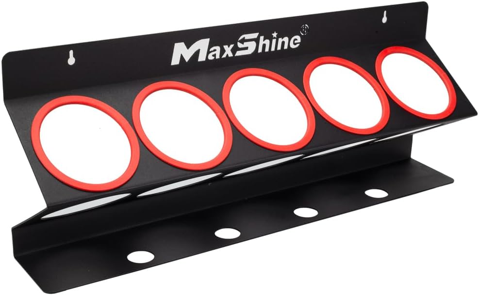 Maxshine Universal Detailing Spray Bottle Holder - Mobile Detailing & Car Garage Organizer, Holds 5 Sprayers (16/32oz) with 4 Small Holes, Lightweight Design, Easy Wall Mounting (No Logo)