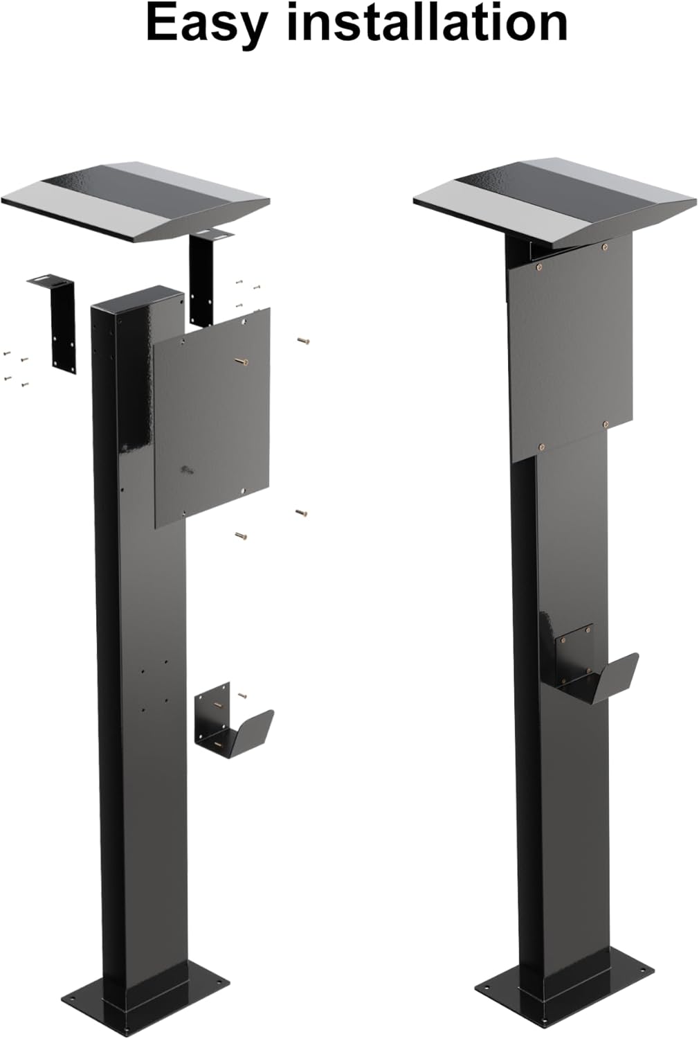 EV Charger Pedestal, Outdoor Electric Vehicle Charger Stand, Freestanding Charging Station Stand Accessory, Corrosion Resistant, 201 Steel, for All Level 2 Chargers