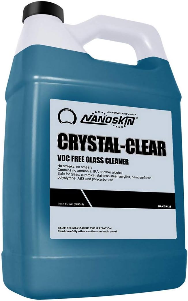 Nanoskin CRYSTAL-CLEAR VOC-Free Glass Cleaner 1 Gallon - Ultra-Concentrated, Eco-Friendly, Streak-Free Finish | Versatile Use for 40:1 Dilution | Perfectly Safe for Auto, Home, Garage & Beyond