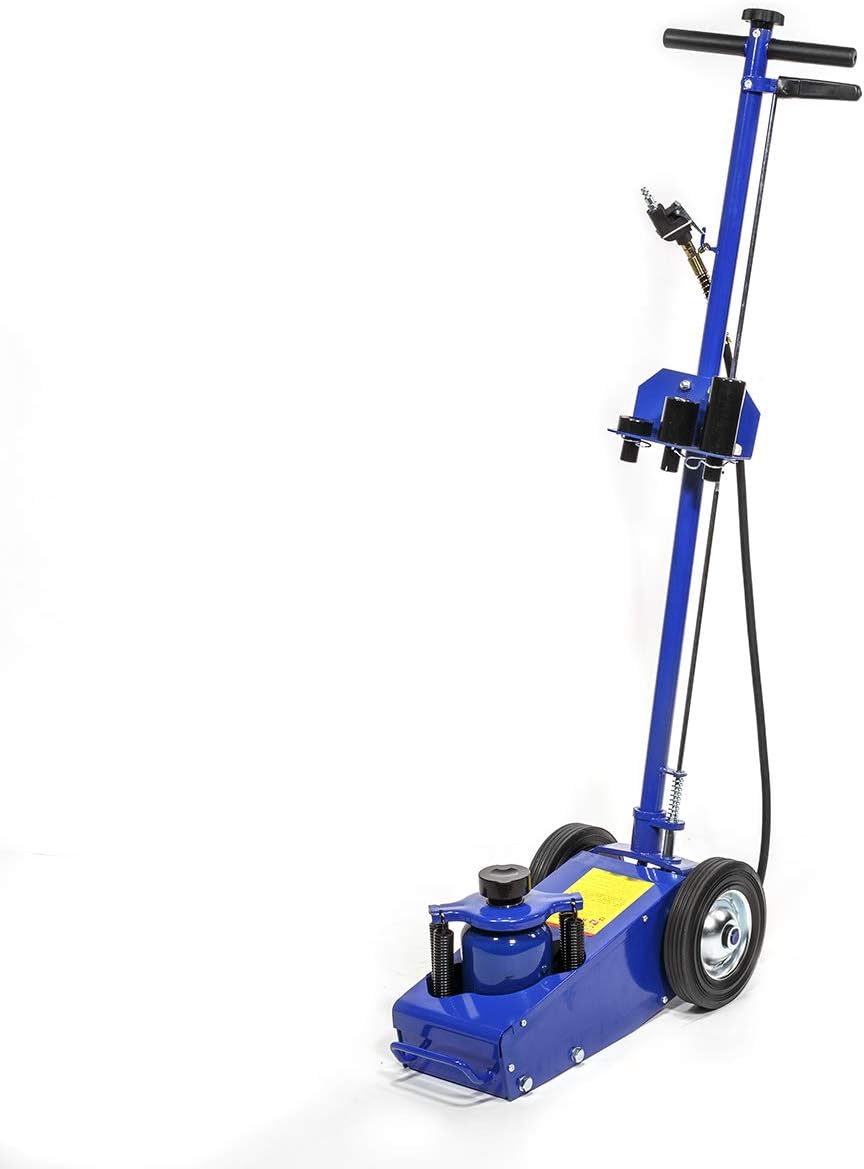 Stark USA 22 Ton Hydraulic Floor Jack Air-Operated Axle Bottle Jack with (4) Extension Saddle Set Built-in Wheels, Blue