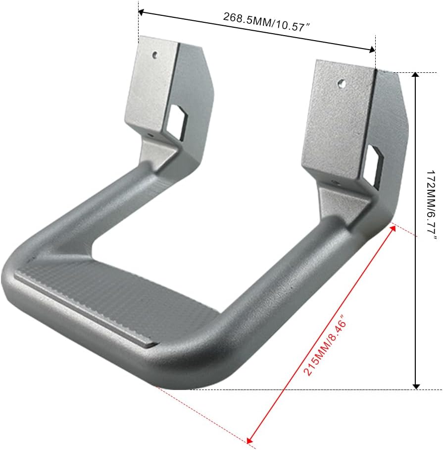 RULLINE Silver Powder Coated Truck Side Step Set - 2 Pieces (1 Pair) with Mounting Brackets - Compatible with Chevy (Chevrolet), Ford, Toyota, GMC, Dodge RAM, and Jeep Trucks