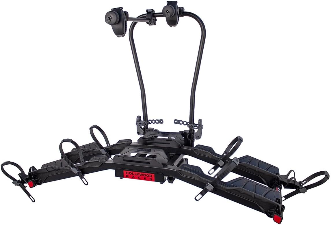 Hollywood Racks Destination E Hitch Bike Rack with Ramp for 2 Bikes up to 70 lbs Each - Secure, Lockable Electric Bike Rack - Premium, Foldable Bicycle Car Racks for Standard or E-Bikes