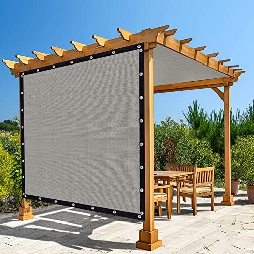 Amagenix 90% Shade Fabric 8'X 8' Gray Sun Shade Cloth with Grommets for Pergola Replacement Shade Cover Canopy, Heavy Duty, Cable Zip Ties Included (We Customized)