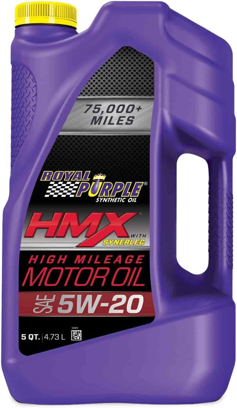 Royal Purple HMX w/Synerlec | High Mileage SAE 5W-20 Premium Synthetic Motor Oil | 5 Quart | SKU: 17518 | Pack of 3