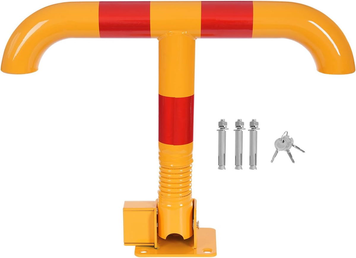 Parking Post and Base With Lock, T Shaped Parking Blocker Barriers Post Parking Blocker Parking Space Blocker, T-Type Parking Lock Personal Garage Driveway Barrier Safety Parking Barrier Traffic Pole