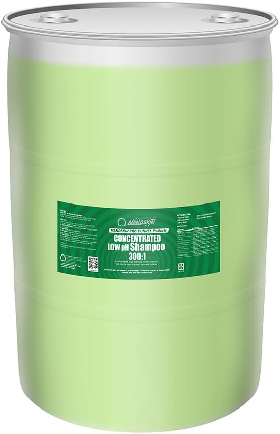 Nanoskin Tunnel Series Low pH Car Wash Shampoo – 55 Gallons, 1500:1 Concentrated Foam Soap for Car Wash Tunnels, Automatic Wash Systems, and Foam Cannons
