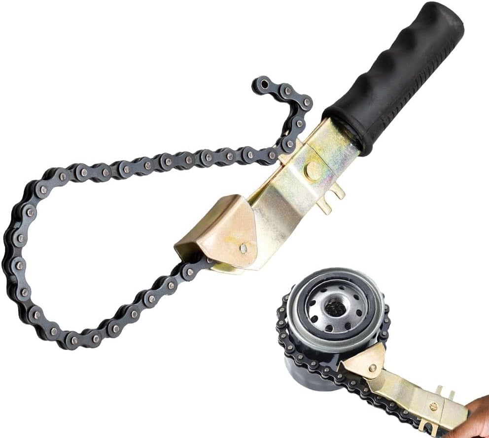 Mytee Products 15" Heavy-Duty Oil Filter Chain Wrench for 4" Diameter Filters – Rivet Locking Mechanism & Ideal for Chain Oil Filter Remover & General Maintenance Tasks