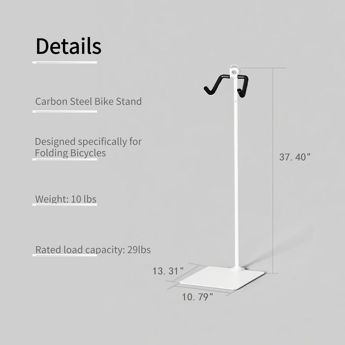 Rcool Carbon Steel Bike Stand,Designed specifically for Folding Bicycles,Home Garage Parking Rack,Stable Anti-Slip,Durable Install,Frame Protection,Space-Saving，White