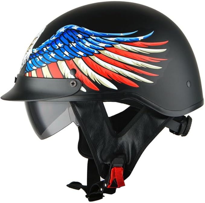1Storm Motorcycle Half Face Helmet Mopeds Scooter Pilot with Retractable Inner Smoked Visor