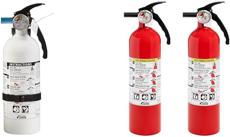 Kidde Auto Fire Extinguisher for Car & Truck, 5-B:C, 3.2 Lbs., Dry Chemical Extinguisher, Strap Bracket (Included) & Fire Extinguisher for Home, 1-A:10-B:C, Dry Chemical Extinguisher, Red