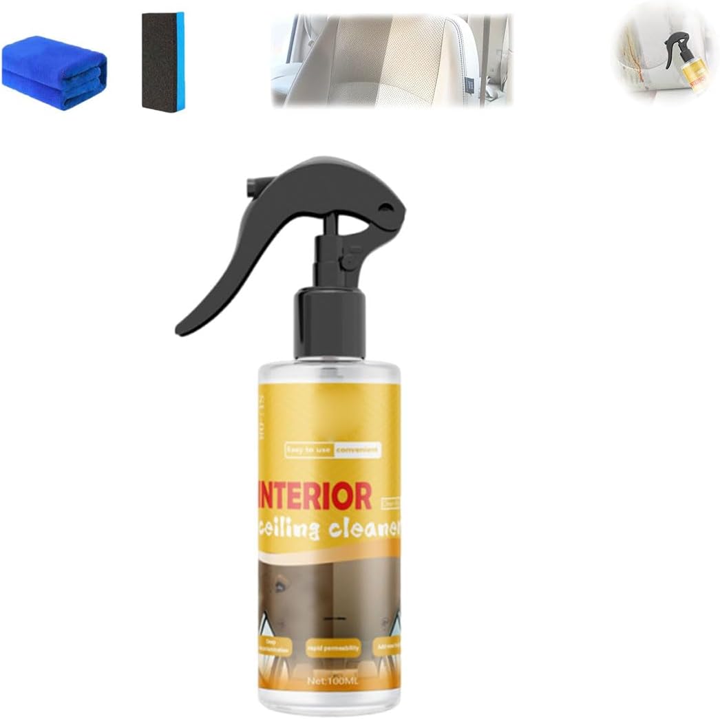 Multi-Purpose Car Interior Fabric Clean Polish Spray,Applies To Vehicle Seat、Upholstery、Headliner Cleaner,Vehicle Interior Polish Spray (1PCS)