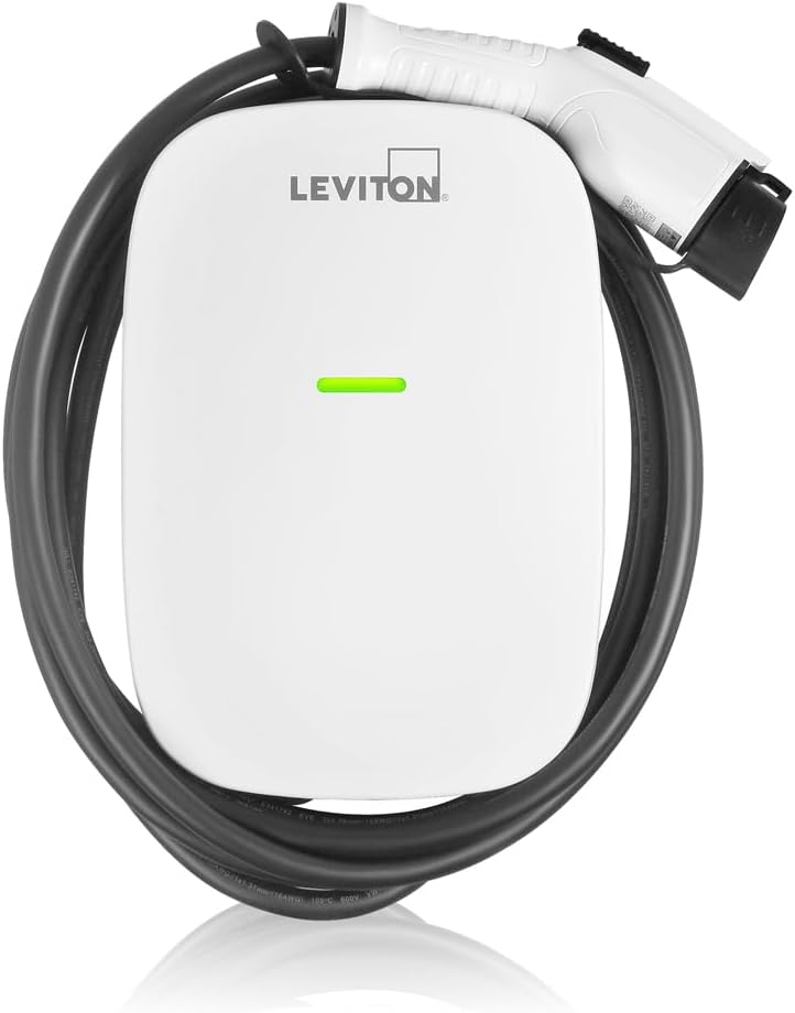 Leviton Level 2 EV Charger, 48 Amp, 208/240 VAC, 11.6 kW Output, 18' Charging Cable, Indoor/Outdoor Hardwired EV Charging Station, EV480 EVSE
