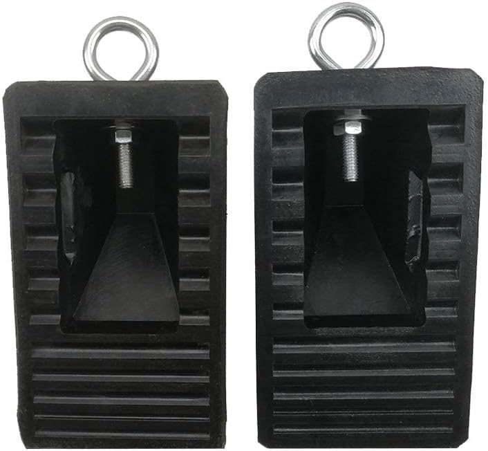 ROBLOCK Heavy-Duty Rubber Wheel Chocks with Eyebolt for Cars, RVs, Trucks, Trailers, and Vehicles, 2 Pack Anti-Slip Design Chocks Black Wheel Wedge, (6.5" x 3.75" x 4"), 2 Pcs