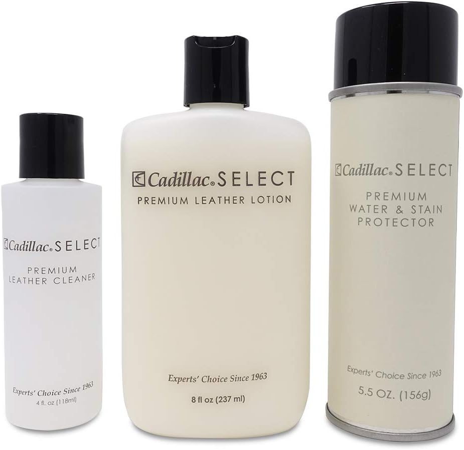 Cadillac Select Premium Leather Care Kit - Leather Cleaner, Lotion Conditioner & Water & Stain Protector