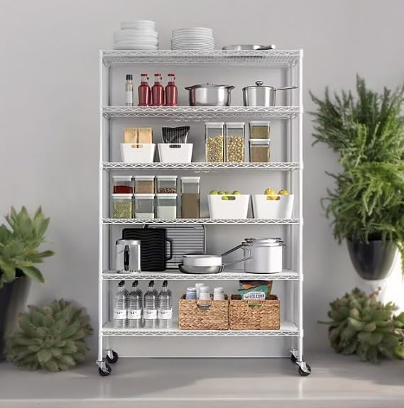 Generic Organize in Style with The Members Mark 6-Tier NSF Heavy Duty Wire Shelving, 47.75"" W x 18"" D x 75.5"" H (White, 1 PACK)