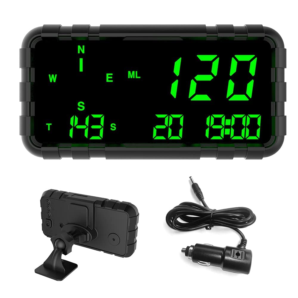 Heads Up Display for Car Digital GPS Speedometer kit MPH Odometer Automotive Compass for Dashboard HUD Fatigued Driving Alert Speeding Alarm for Trucks Golf cart All Vehicles (C3012)